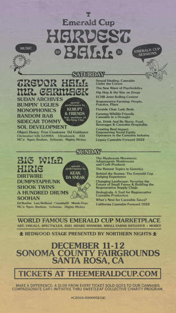 Emerald Cup Poster 2021 Line up daily