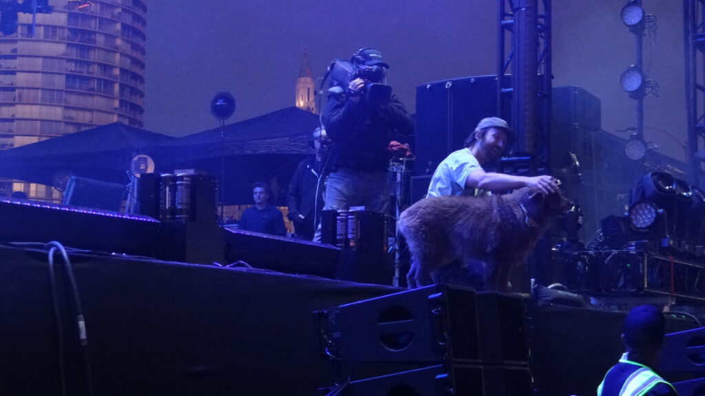 Scott Woodruff and Cocoa the tour dog